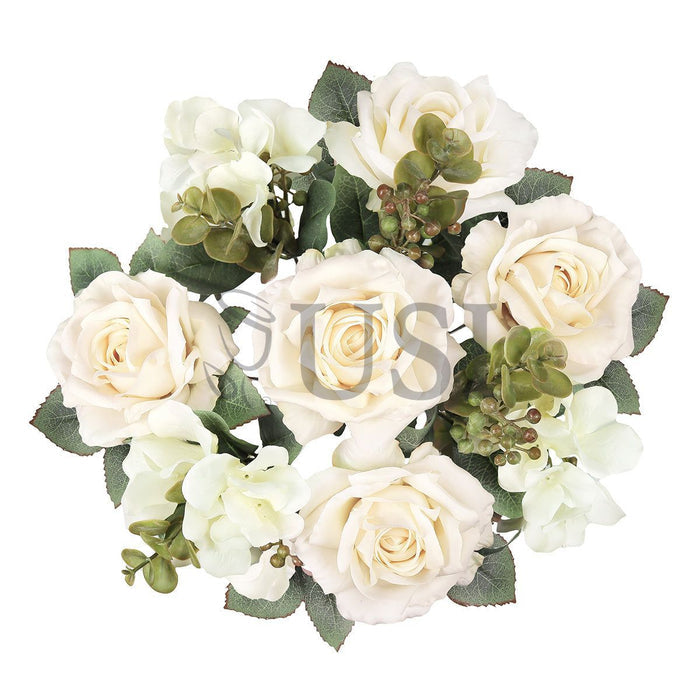Elegant Mixed Rose Hydrangea Bush w Filler x10, 19in, Cream Ivory