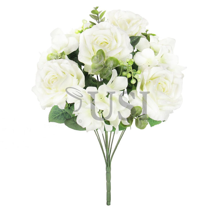 Elegant Mixed Rose Hydrangea Bush w Filler x10, 19in, Cream White