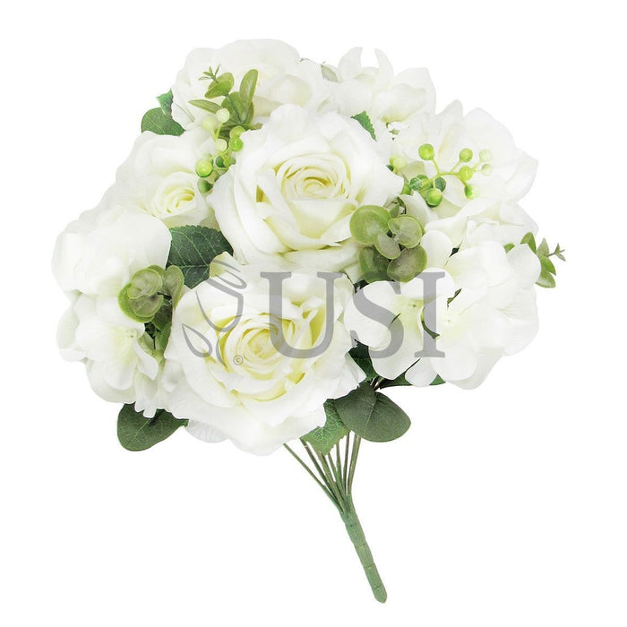 Elegant Mixed Rose Hydrangea Bush w Filler x10, 19in, Cream White