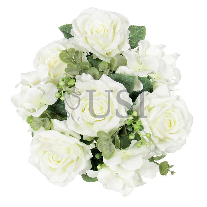 Elegant Mixed Rose Hydrangea Bush w Filler x10, 19in, Cream White