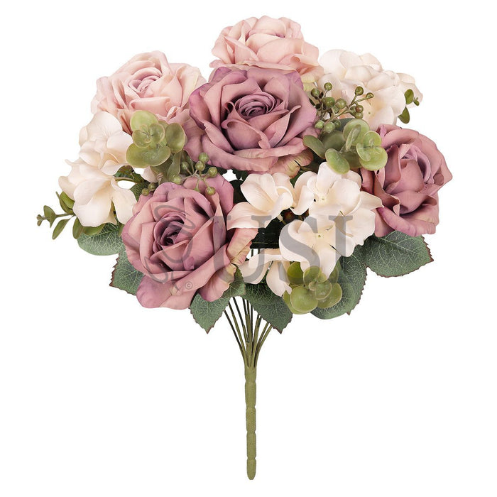 Elegant Mixed Rose Hydrangea Bush w Filler x10, 19in, Dusty Mauve