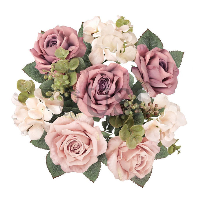 Elegant Mixed Rose Hydrangea Bush w Filler x10, 19in, Dusty Mauve