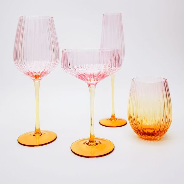 pink and yellow glassware wedding gift