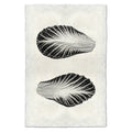 Endive handmade paper wall art print featuring two black and white endive leaves on textured paper.