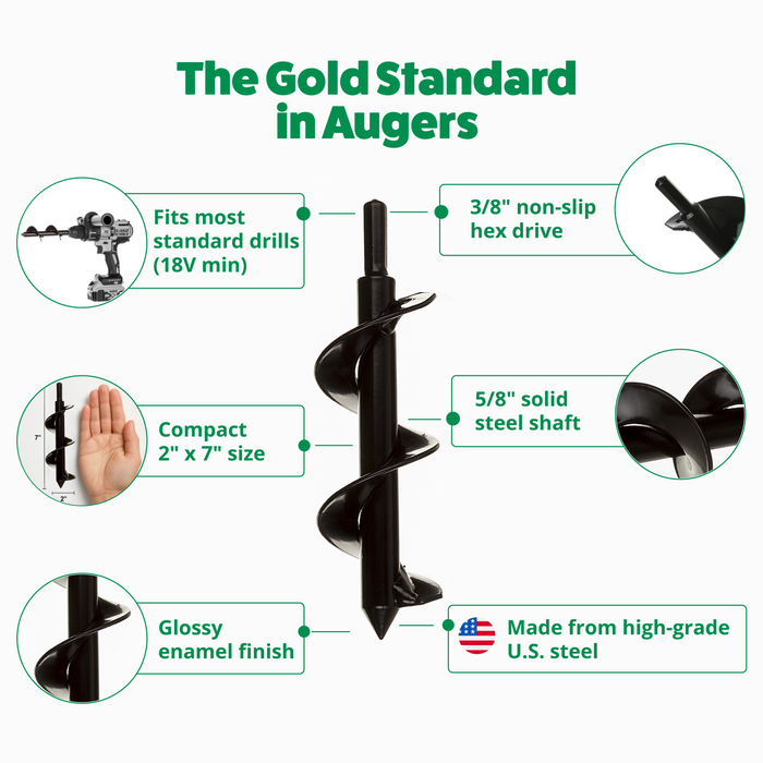 Flower Planting Auger & Grass Plug Tool (2" x 7")