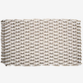 Handwoven Fog Grey and Sand Rope Doormat with a tight, rectangular weave pattern.