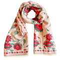 Folk Floral Beige & Red Scarf