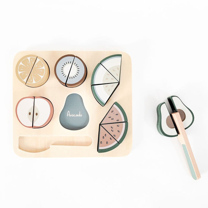 kids kitchen cutting fruit wooden puzzle