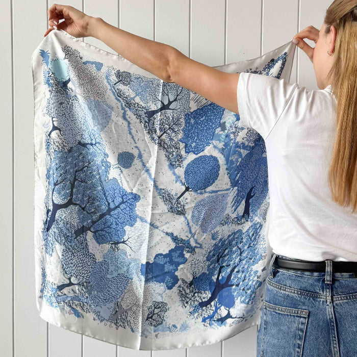 Forest Blue Mini Square Scarf