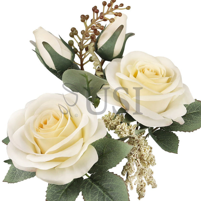 Forever Rose Bush w Filler x9, 18in, Cream Ivory