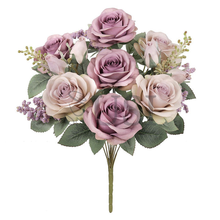 Forever Rose Bush w Filler x9, 18in, Dusty Lavender