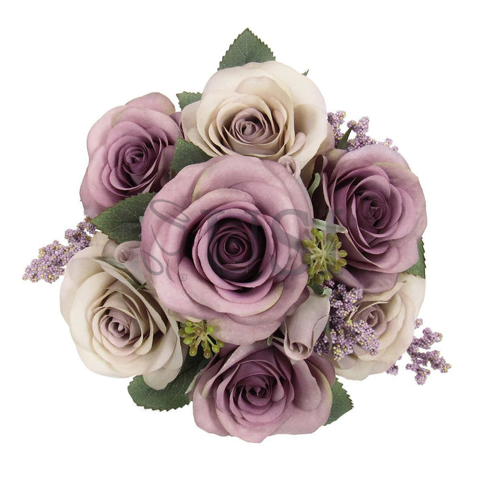 Forever Rose Bush w Filler x9, 18in, Dusty Lavender