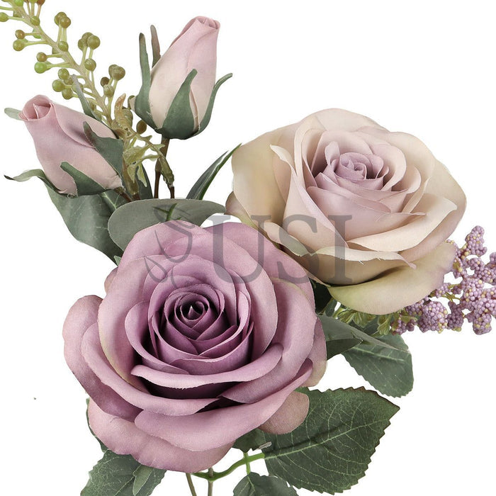 Forever Rose Bush w Filler x9, 18in, Dusty Lavender