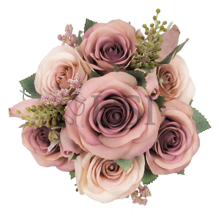 Forever Rose Bush w Filler x9, 18in, Dusty Mauve