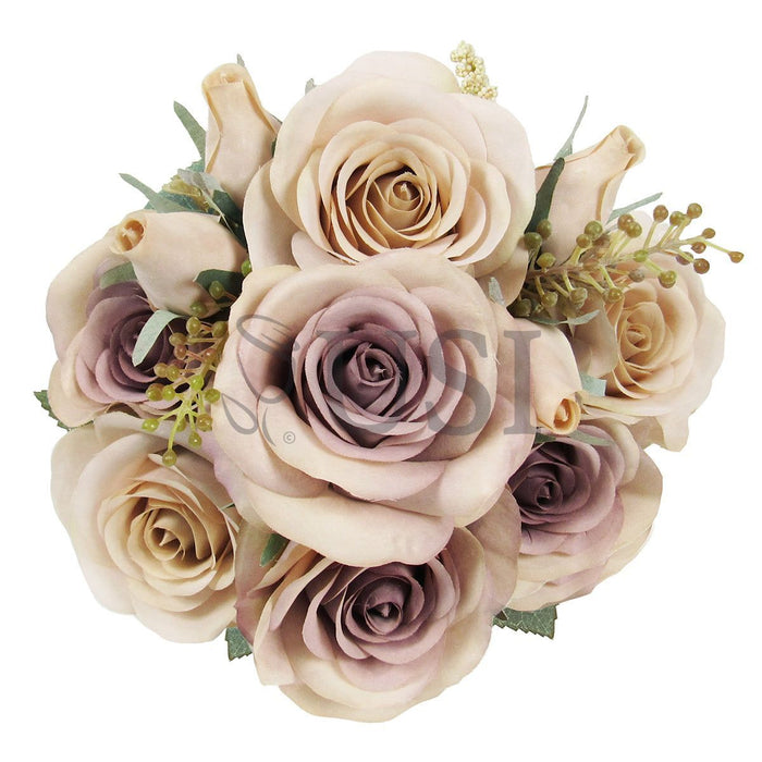 Forever Rose Bush w Filler x9, 18in, Ivory Lavender