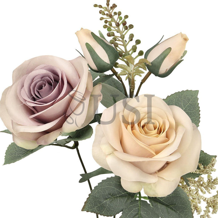 Forever Rose Bush w Filler x9, 18in, Ivory Lavender