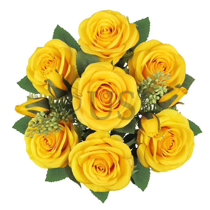 Forever Spring Rose Bush w Filler x9, 18in, Yellow