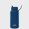 Frank Green 34oz Reusable Bottle with Flip Straw Lid Deep Ocean