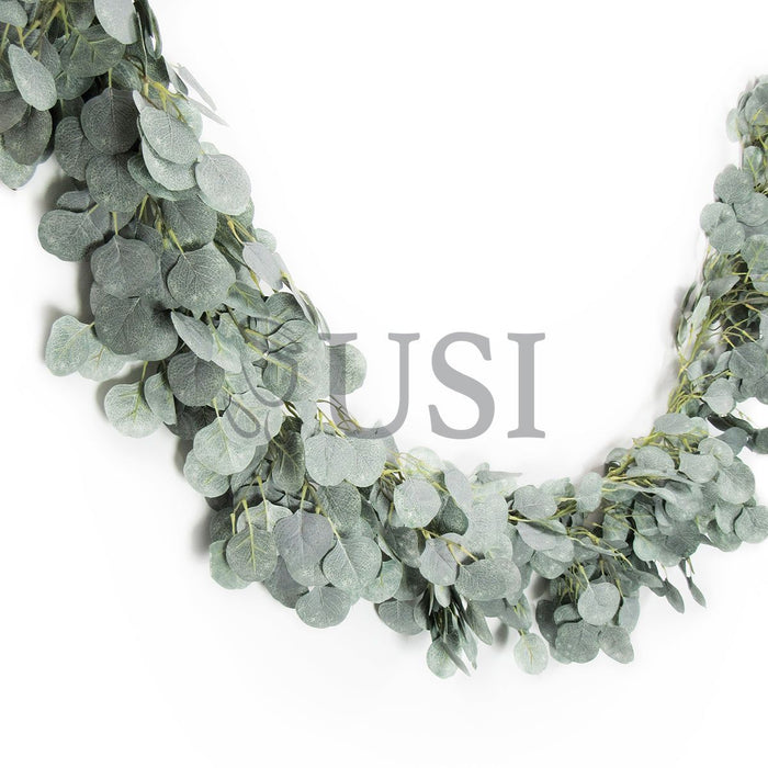Frosted Full Silver Dollar Eucalyptus Greenery Garland, 6ft, Frosted Green