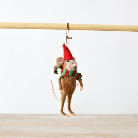 Gainsborough Giftware - Hanging Christmas Wool Mouse - Mabel & Fox