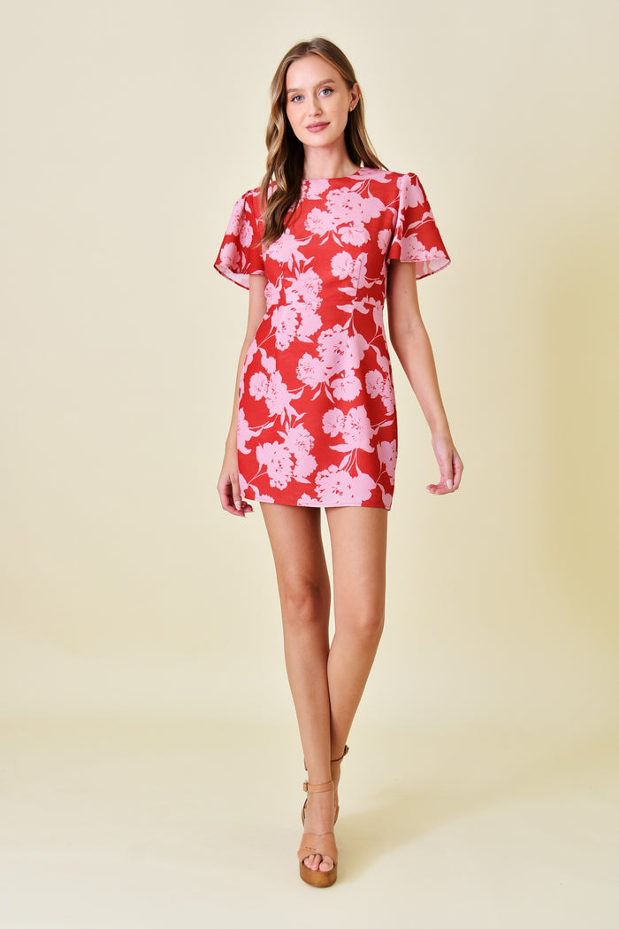 Gal Pal Red & Pink Bell Sleeve Mini Dress