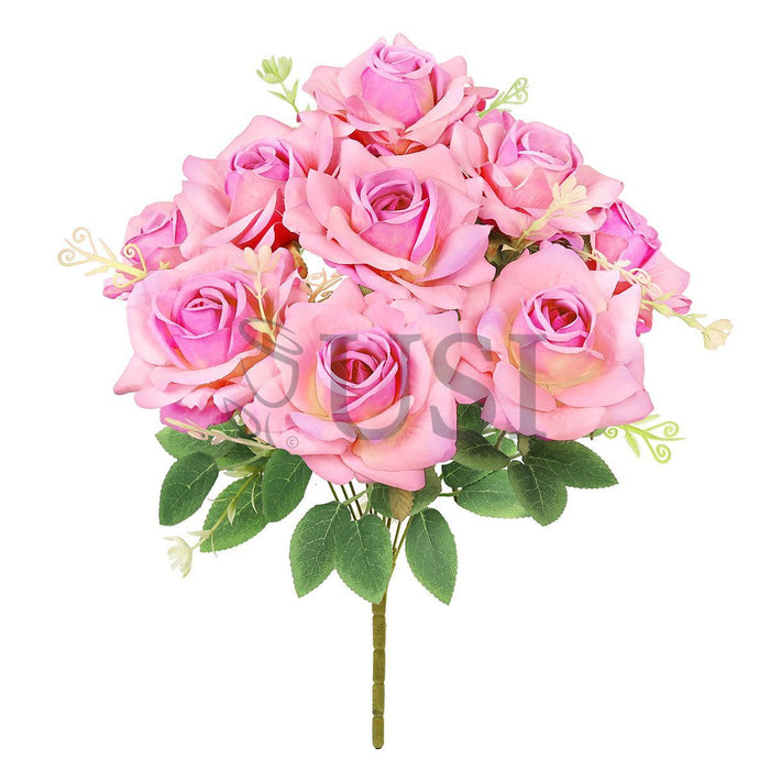 Gardenia Rose Flower Bush w Filler x9, 17in, Blush Fuchsia