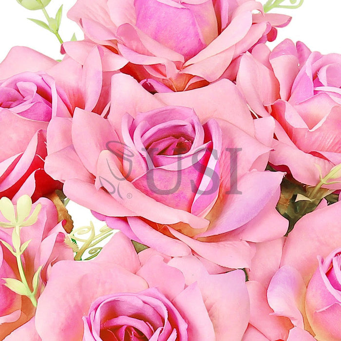 Gardenia Rose Flower Bush w Filler x9, 17in, Blush Fuchsia