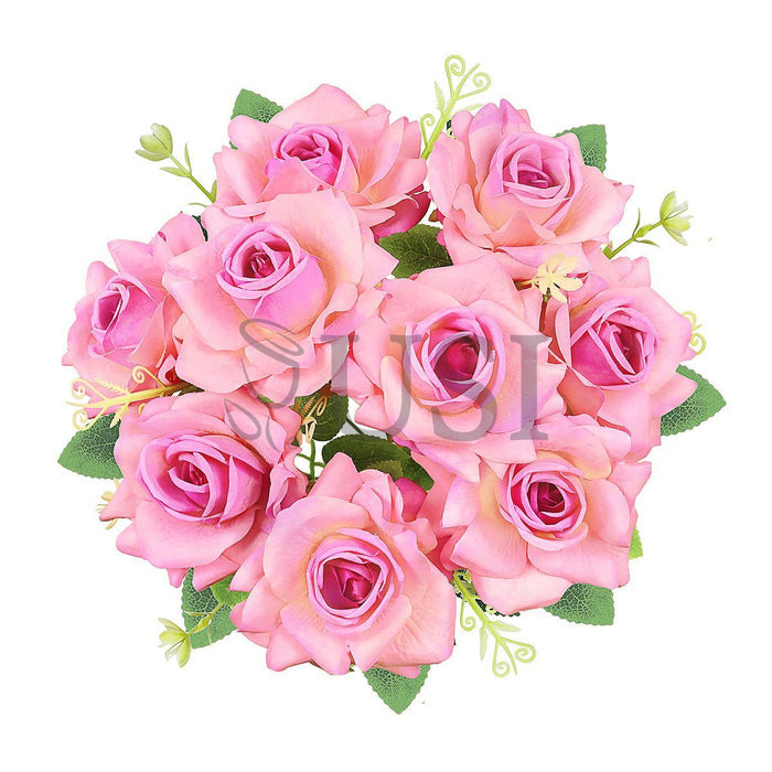 Gardenia Rose Flower Bush w Filler x9, 17in, Blush Fuchsia