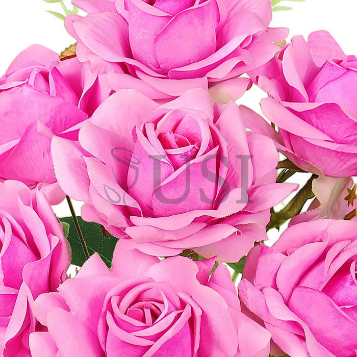 Gardenia Rose Flower Bush w Filler x9, 17in, Hot Pink