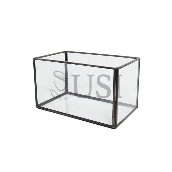 Geometric Rectangular Glass Box, 6in, Black