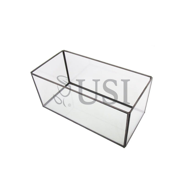 Geometric Rectangular Glass Box, 6in, Black