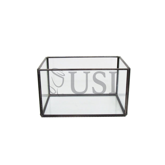 Geometric Rectangular Glass Box, 6in, Black