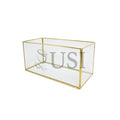 Geometric Rectangular Glass Box, 6in, Gold