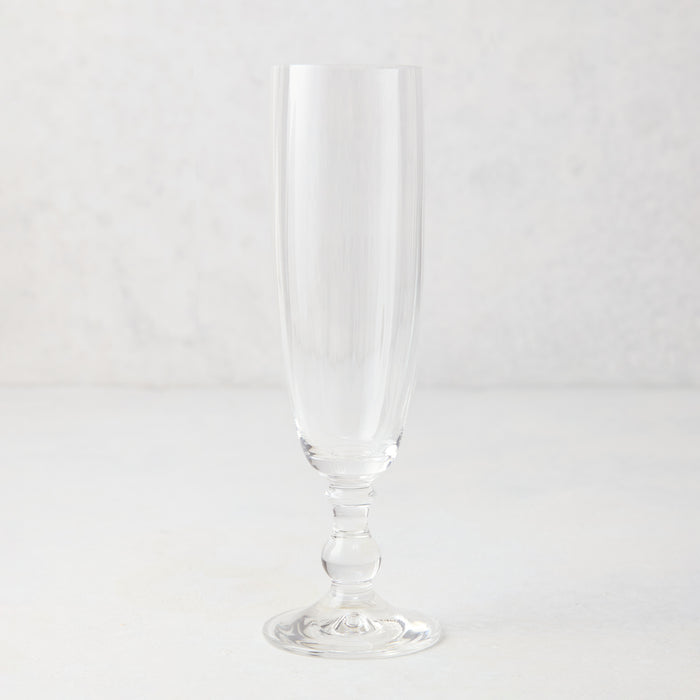 Clear Georgia Eco-Crystal Champagne Flute, 8oz, with ribbed glass and classic stemmed design.