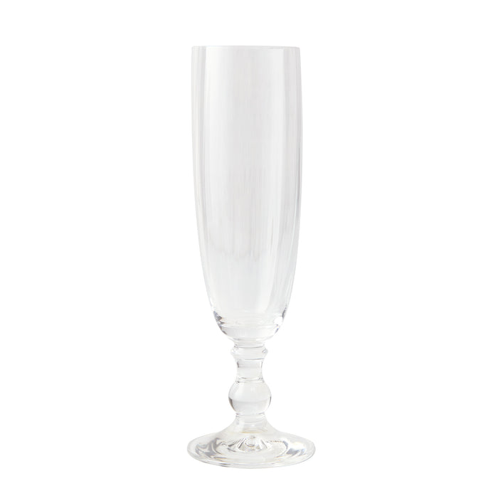 Clear Georgia Eco-Crystal 8oz champagne flute with ribbed glass and classic stem design.