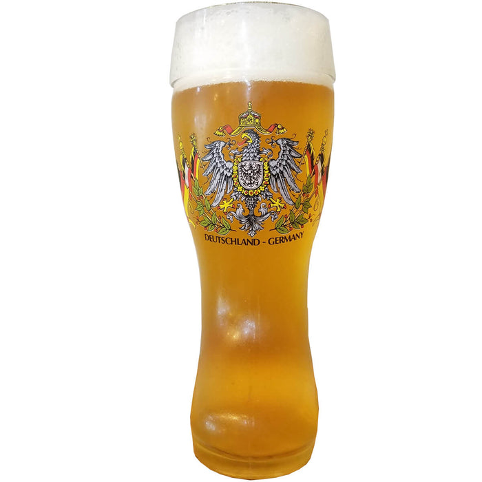 German glass beer boot 0.25 liter with eagle crest