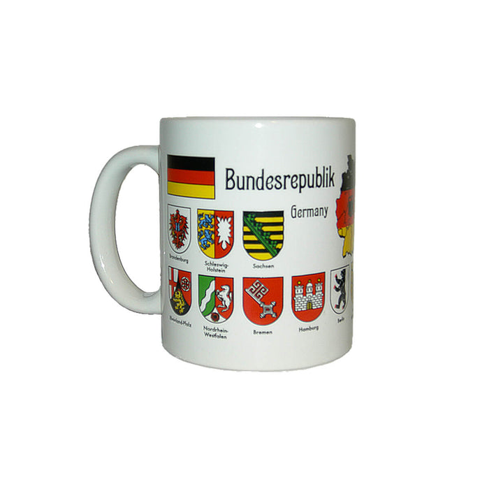 German map coffee mug 0.3L with state crests