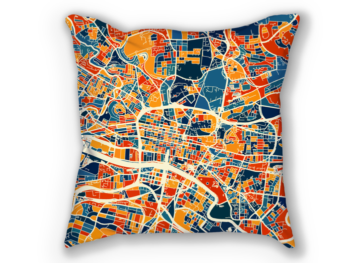Glasgow Map Pillow - Scotland Map Pillow 18x18