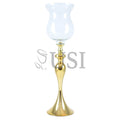 Glass Top Hurricane Vase Candle Holder, 27in, Indian Gold (250371 SIL)