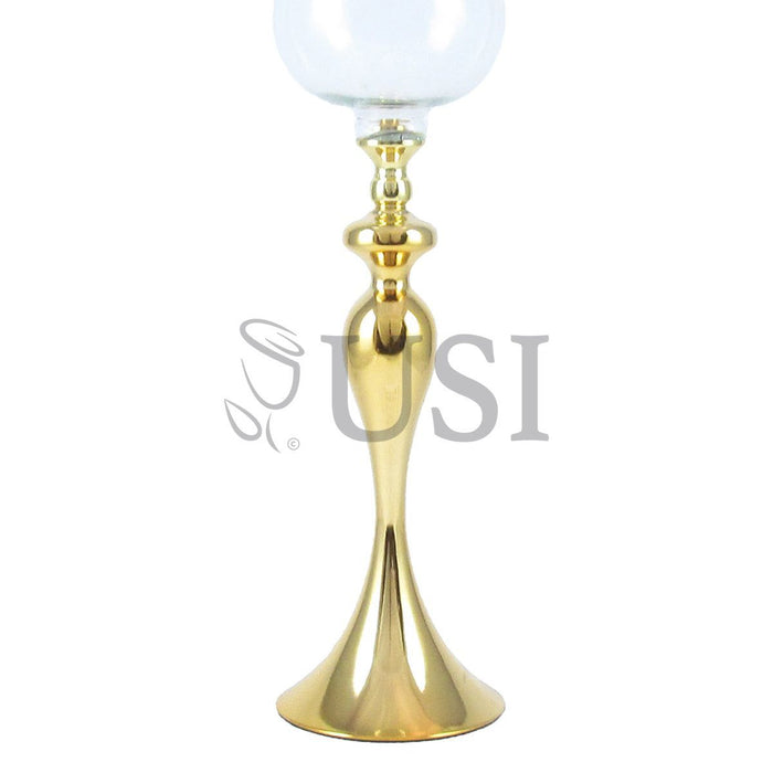 Glass Top Hurricane Vase Candle Holder, 27in, Indian Gold (250371 SIL)