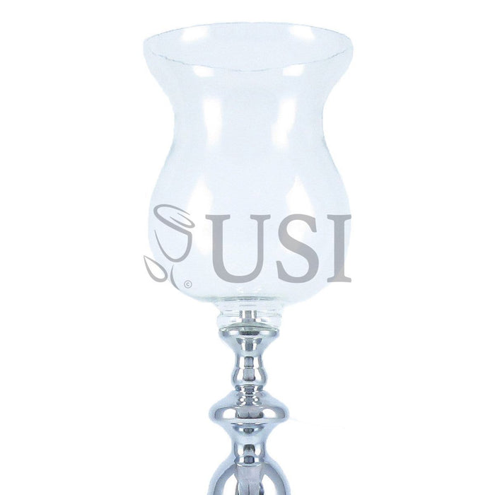 Glass Top Hurricane Vase Candle Holder, 27in, Silver (250372 IN-GO)