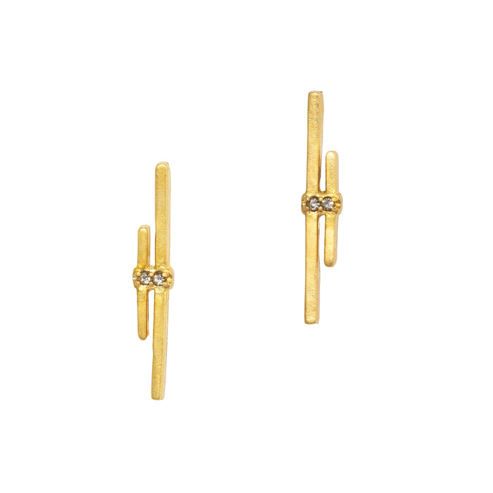 Gold Finish Hi-Lo Post Earrings