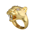 Gold Panther Visage Ring - Size 9