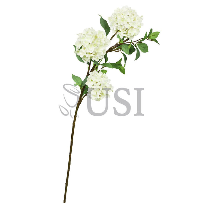 Grand Hydrangea Flower Spray x3, 38in, Cream White