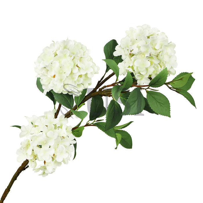 Grand Hydrangea Flower Spray x3, 38in, Cream White
