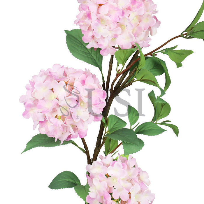 Grand Hydrangea Flower Spray x3, 38in, Light Pink