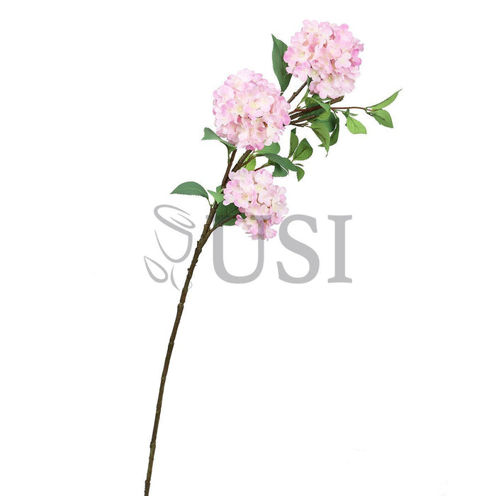 Grand Hydrangea Flower Spray x3, 38in, Light Pink