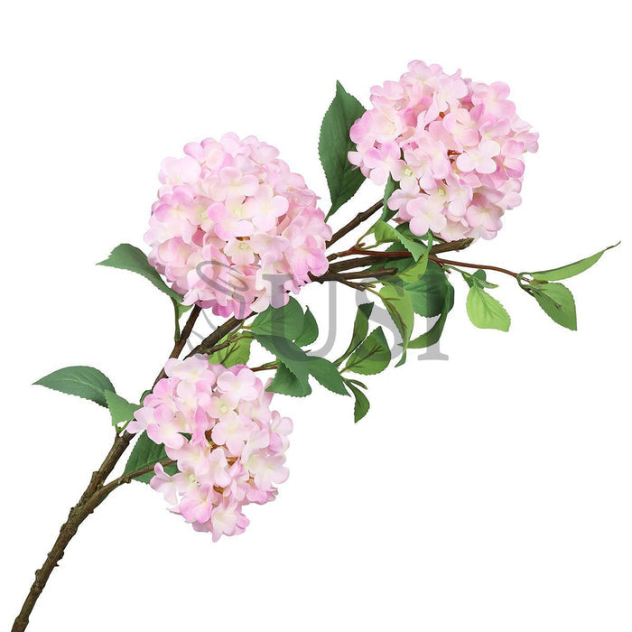 Grand Hydrangea Flower Spray x3, 38in, Light Pink
