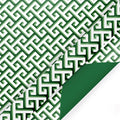 Green and White Greek Key with Green Solid Reversible Holiday Wrapping Paper