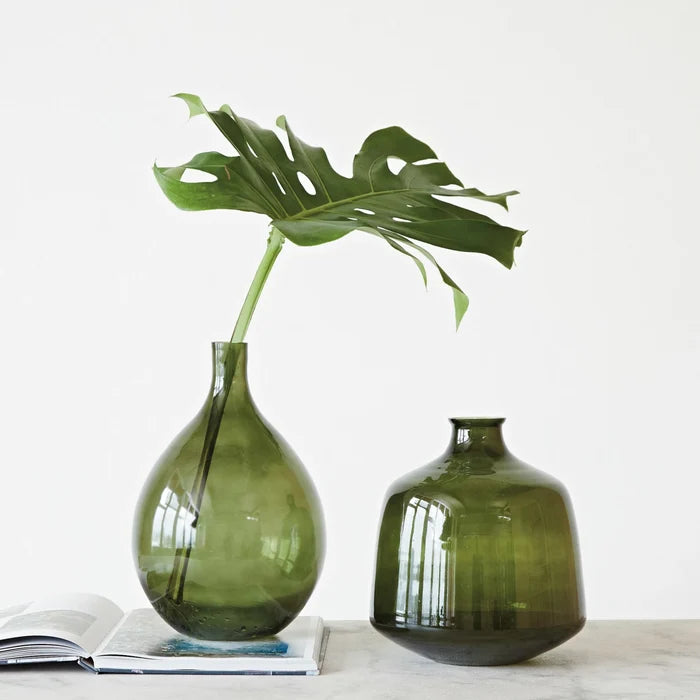 Green Glass Bottle Vase